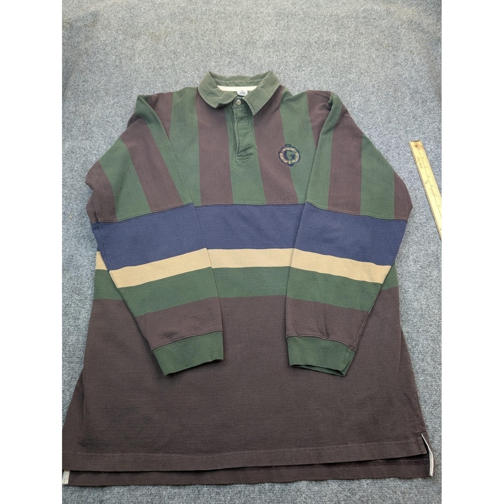 Marithe‎ & Francois Girbaud Polo Shirt Mens XL Multicolor Striped Long Sleeve